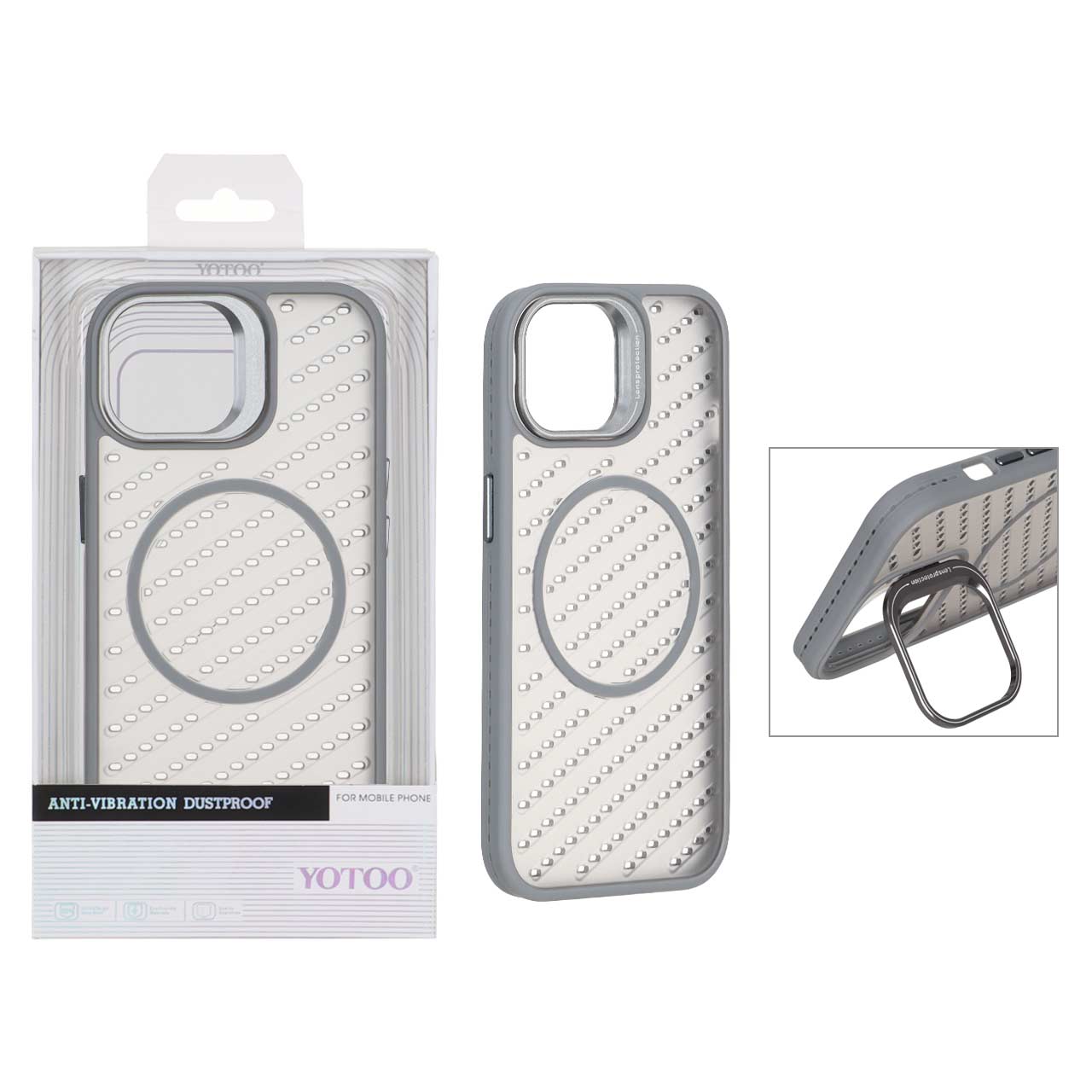 قاب اورجینال Yotoo مات MagSafe استندشو Apple iPhone 15 / iPhone 14 / iPhone 13 - خاکستری (پک دار) - NTC